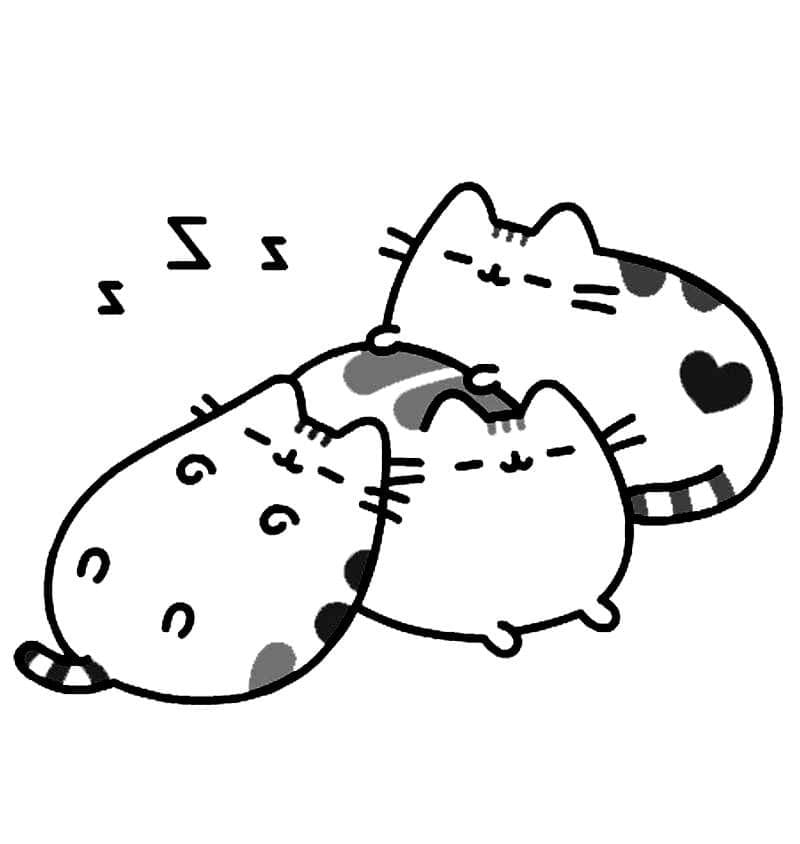 Gatti Pusheen addormentati da colorare
