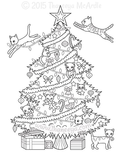 Gattini Con L’albero Di Natale 