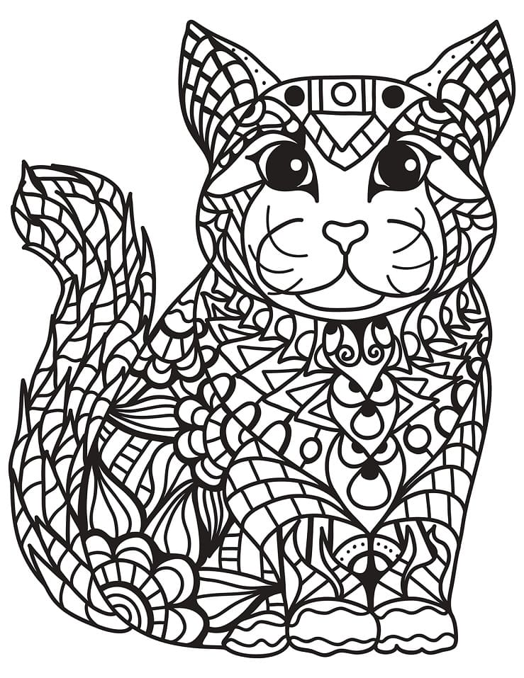 Gatto Zentangle da colorare