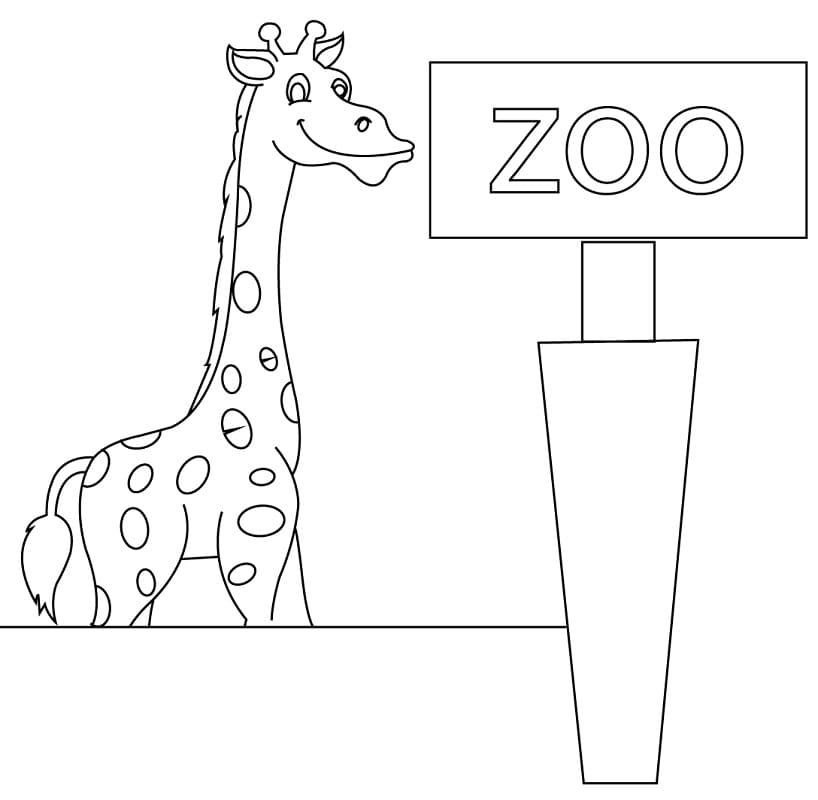 Giraffa in uno Zoo da colorare