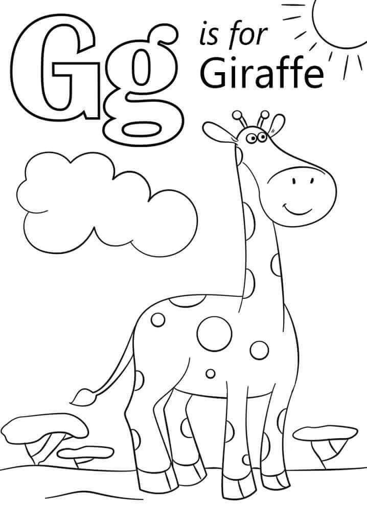 Giraffa Lettera G da colorare