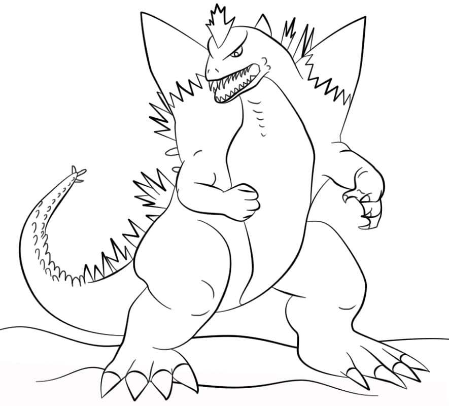 Godzilla in piedi da colorare