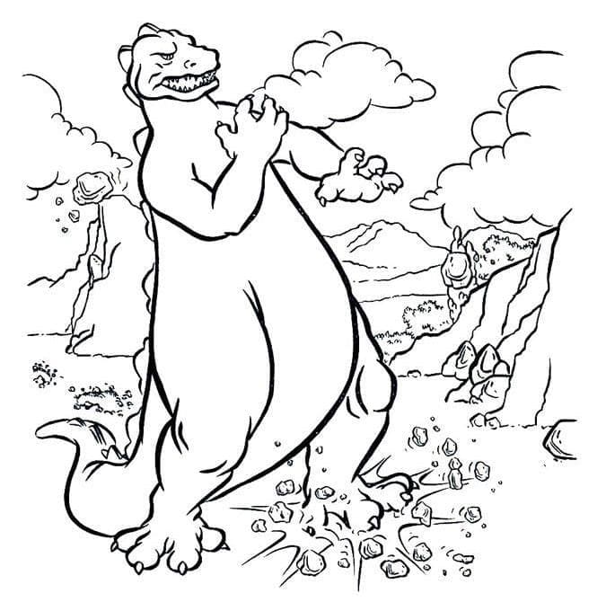 Godzilla nella foresta da colorare