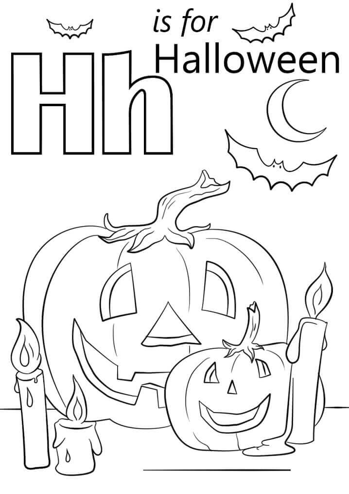 Halloween Lettera H da colorare