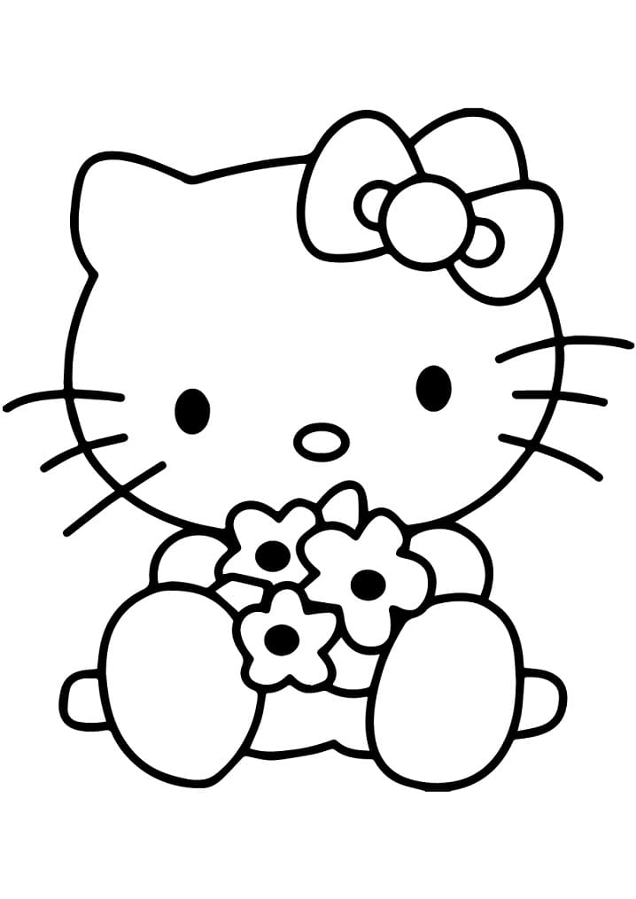 Hello Kitty con i Fiori da colorare