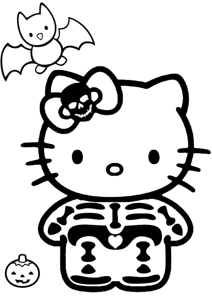 Hello Kitty di Halloween da colorare