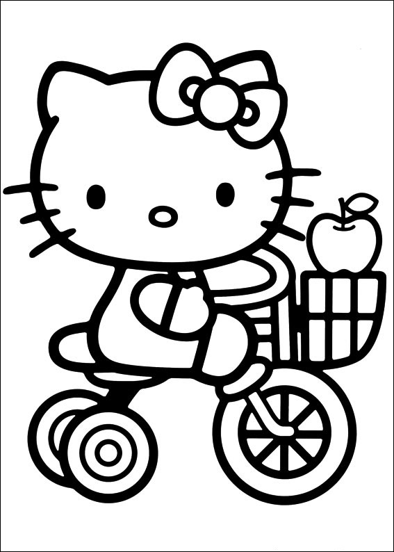 Hello Kitty in Bicicletta da colorare