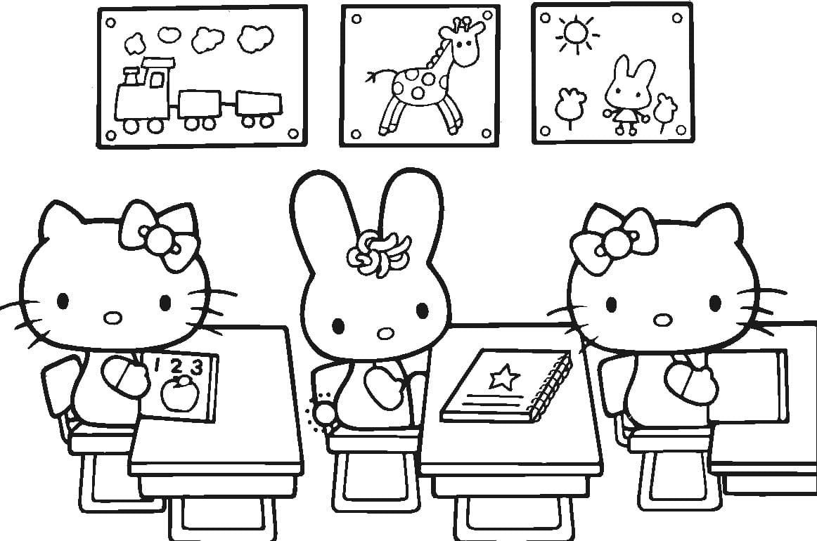 Hello Kitty in Classe da colorare