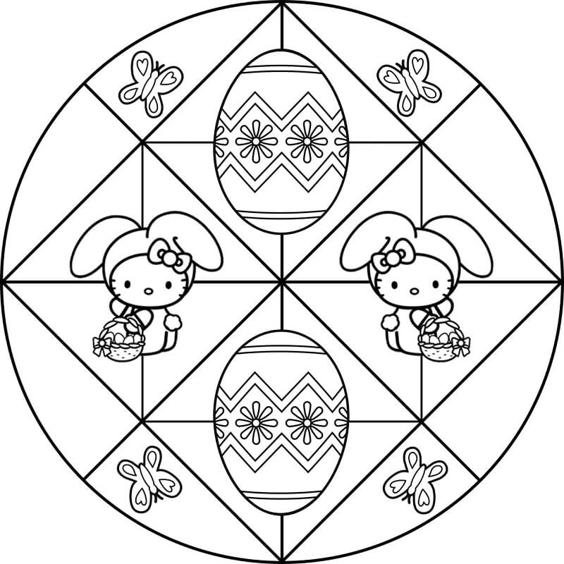 Hello Kitty Mandala di Pasqua da colorare