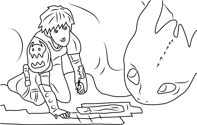 Hiccup Con Toothless da colorare