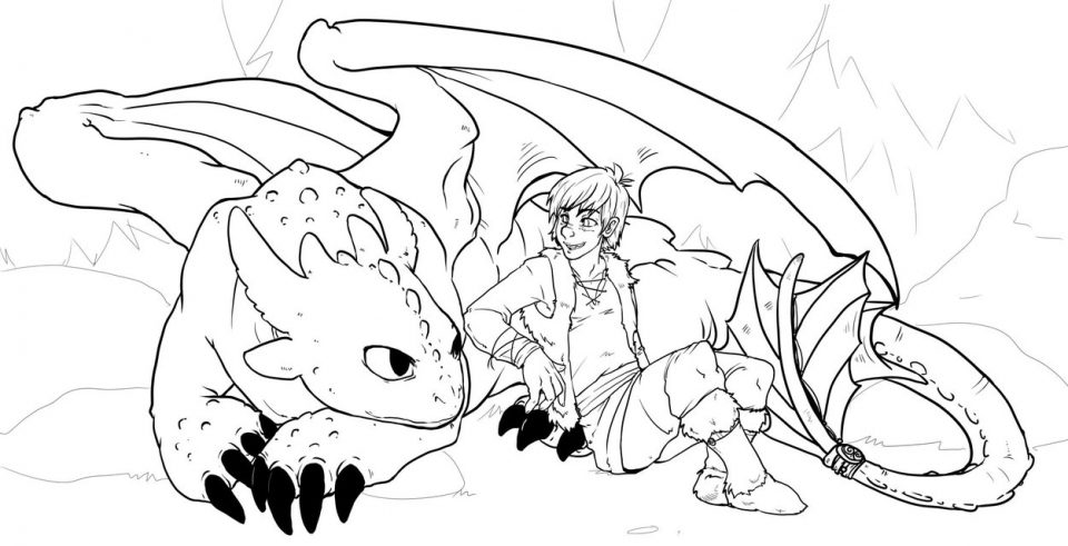 Hiccup e Toothless da colorare