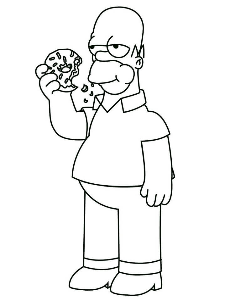 Homer Simpson con la ciambella da colorare