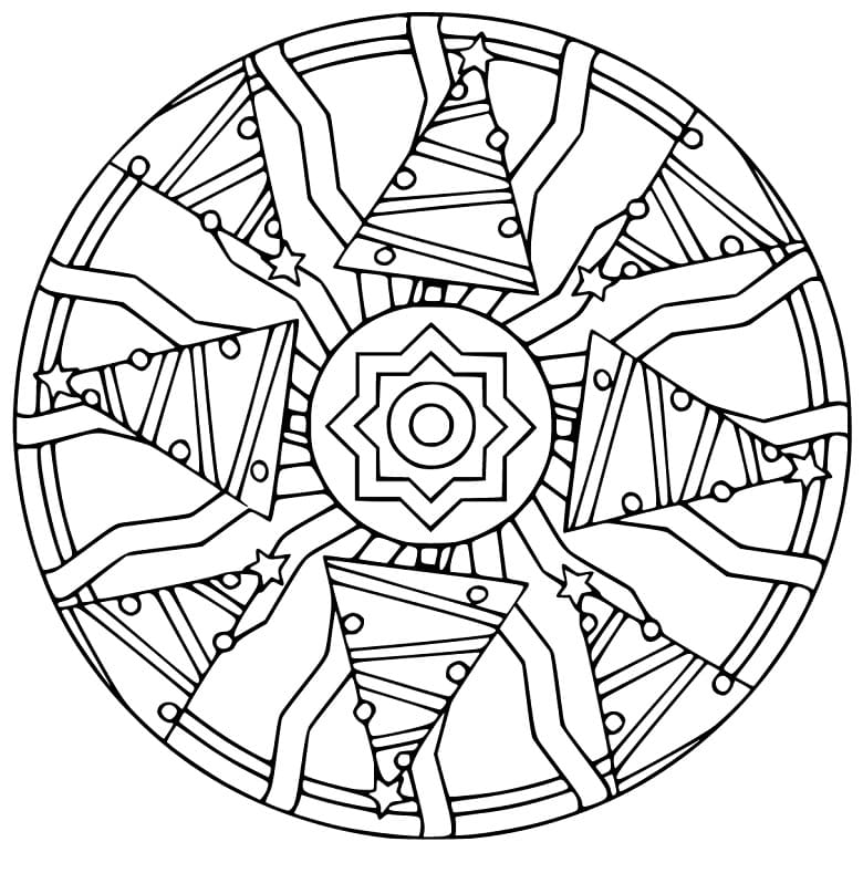 Idea Gratuita di Mandala di Natale da colorare