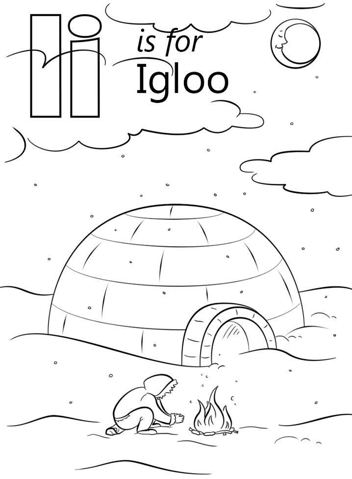 Igloo Lettera I da colorare