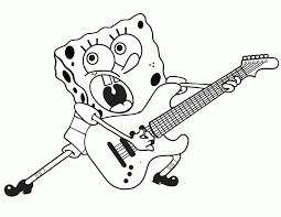 Il Simpatico SpongeBob che Suona la Chitarra da colorare