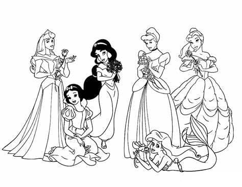 Immagine delle principesse Disney da colorare