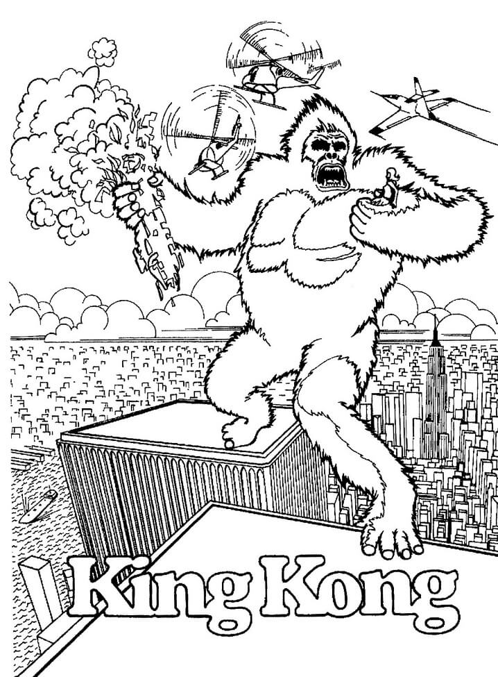 Immagine di King Kong arrabbiato da colorare