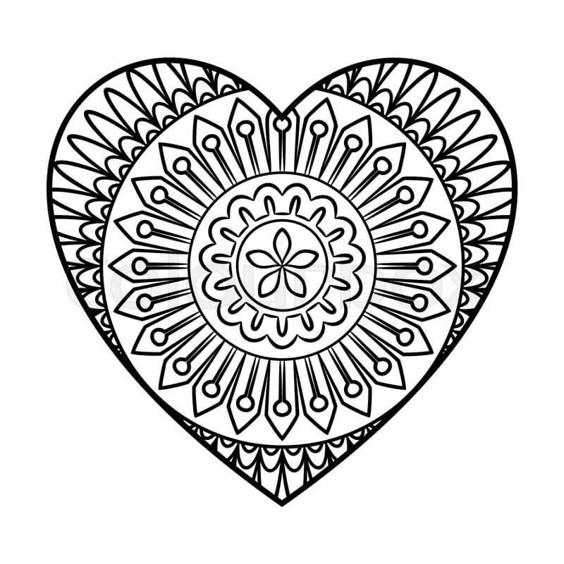 Incredibile Mandala del Cuore da colorare