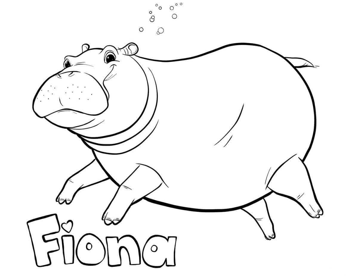 Ippopotamo Fiona da colorare