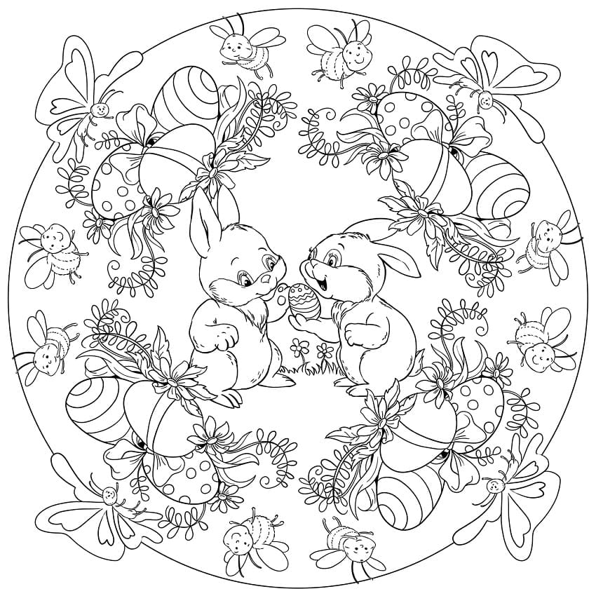 Kawaii Mandala Pasqua da colorare