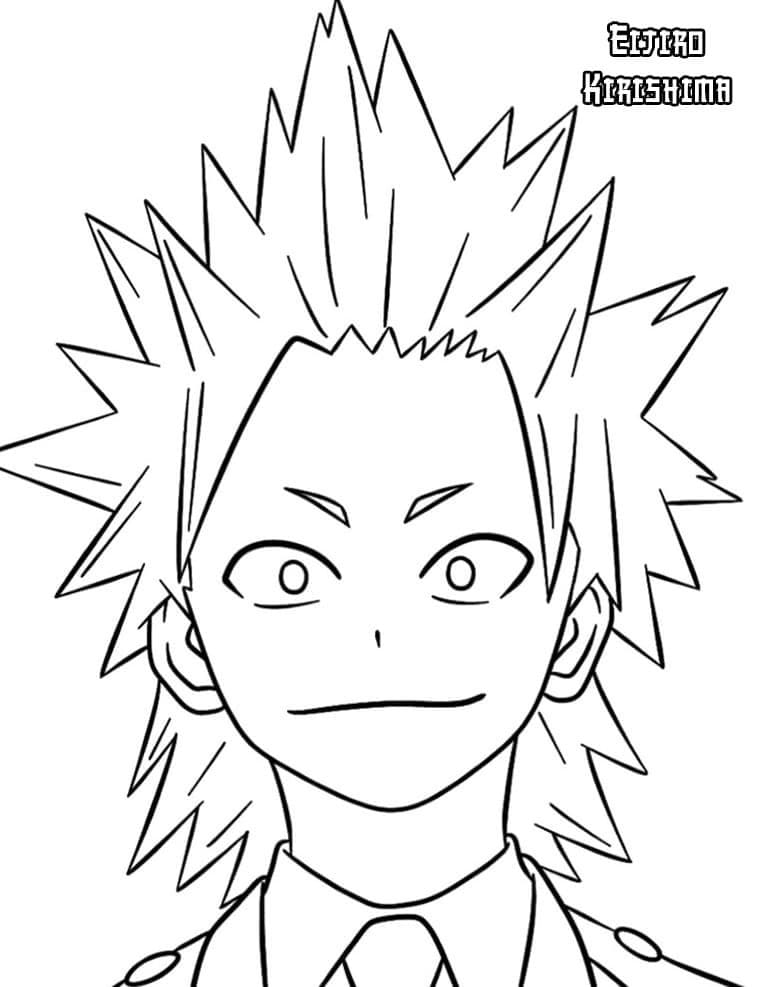 La faccia felice di Kirishima da colorare