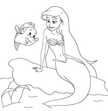 La Principessa Ariel e il Pesce Divertente da colorare