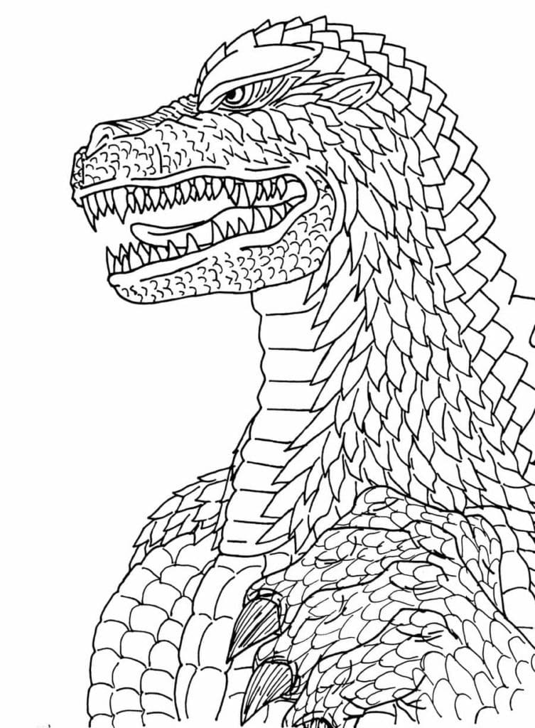 La testa di Godzilla pensa da colorare