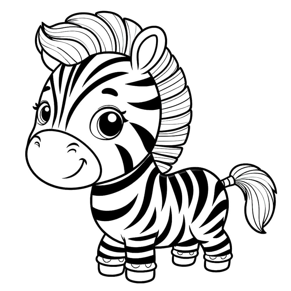 Le piccole Zebra sorridono da colorare