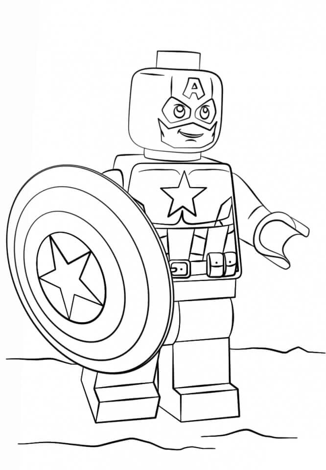 Lego divertente Capitan America da colorare