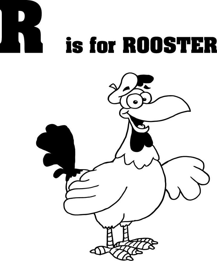 Lettera del gallo R da colorare