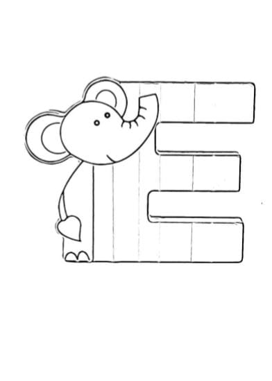 Lettera E come Elefante da colorare