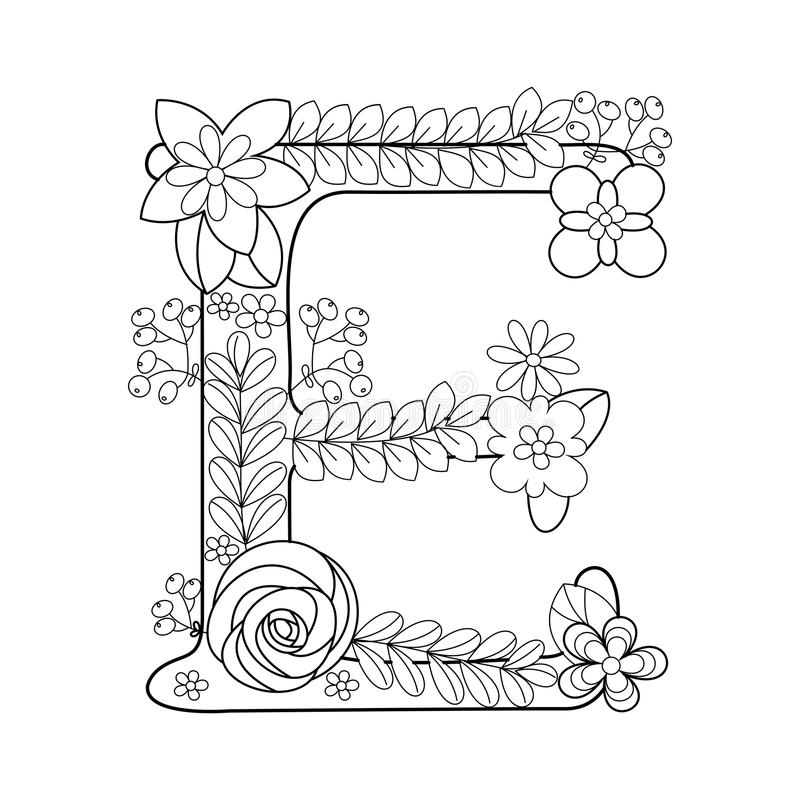 Lettera E con fiore da colorare