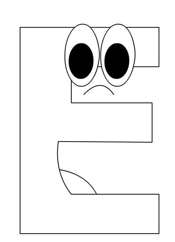 Lettera E con una faccia da colorare