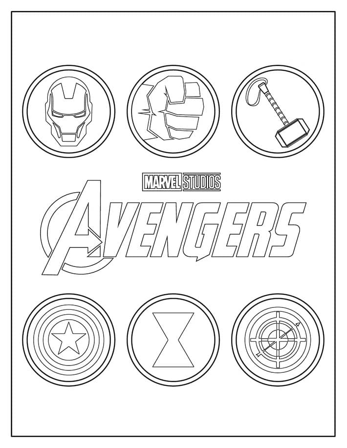 Logo dell'eroe The Avengers da colorare