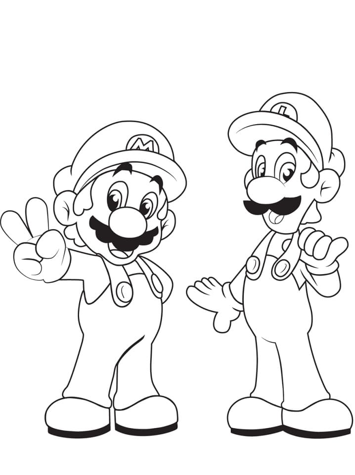 Luigi con Mario da colorare