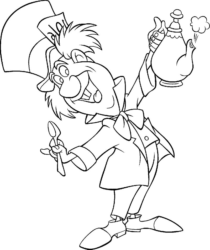 Mad Hatter e Teapot da colorare