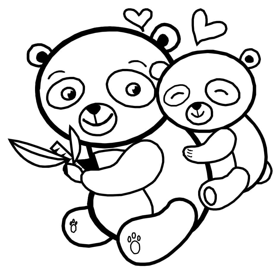 Mamma Panda e Bambino da colorare