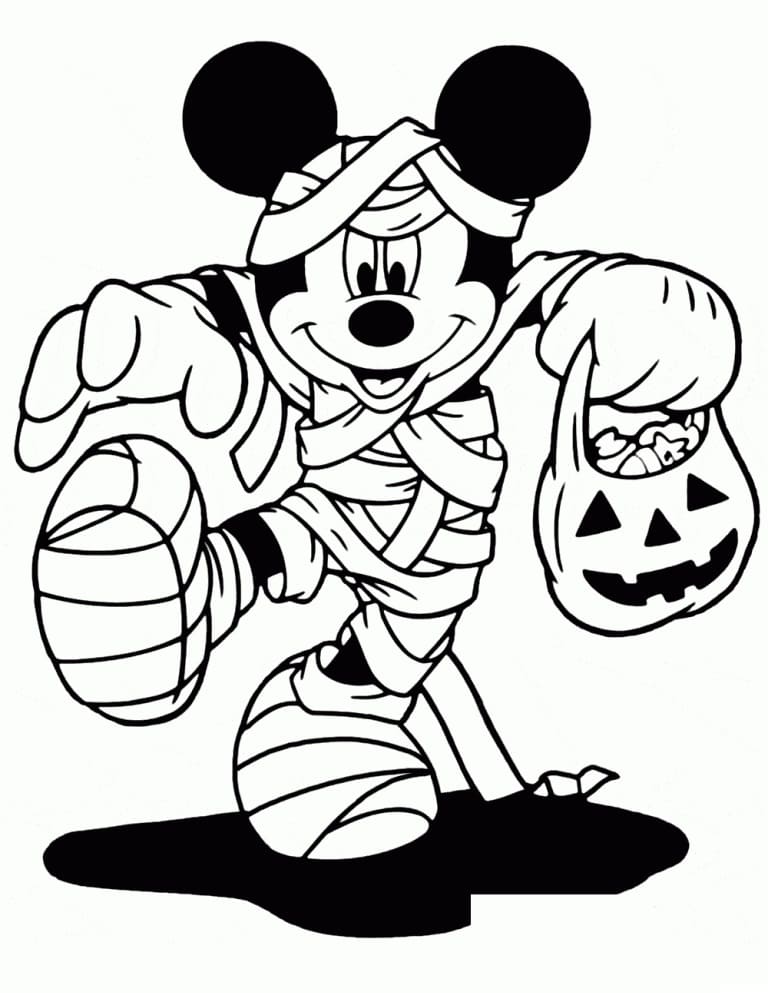 Mamma Topolino ad Halloween da colorare