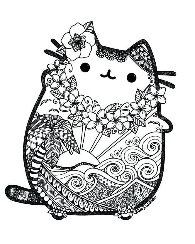 Mandala carino di Pusheen da colorare