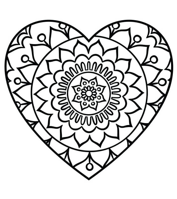 Mandala del Cuore Semplice da colorare