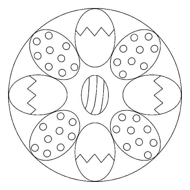 Mandala di Base Delle Uova di Pasqua da colorare