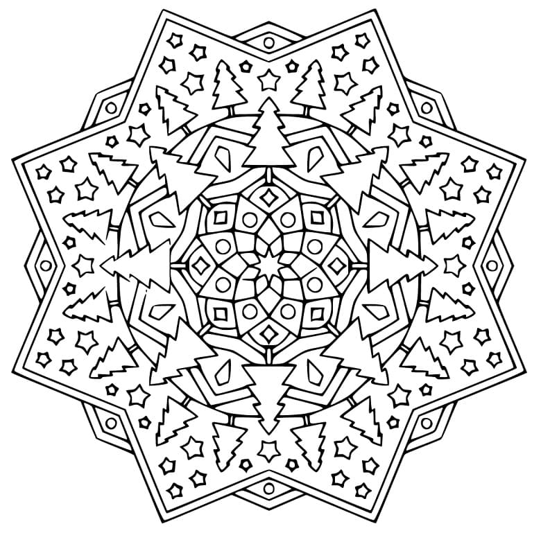 Mandala di Natale Gratis a Vettore da colorare