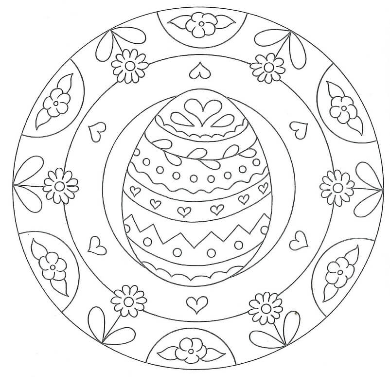 Mandala di Pasqua con Uovo da colorare