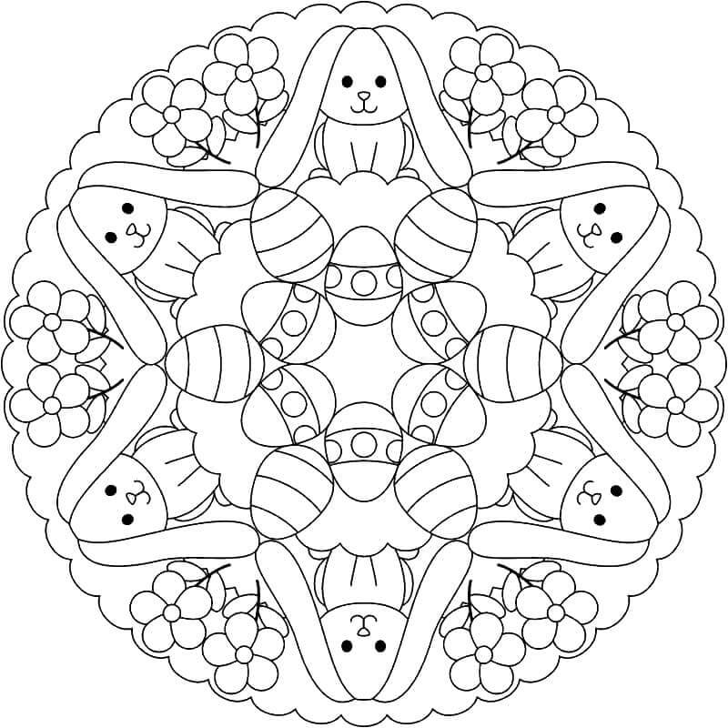 Mandala di Pasqua Design Gratuito da colorare