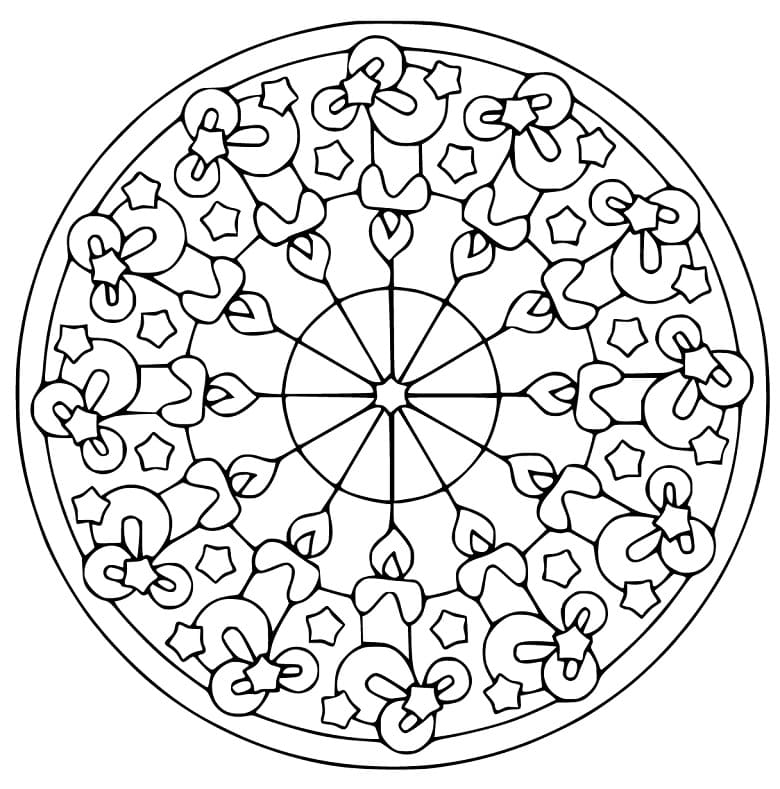 Mandala e Candele di Natale da colorare