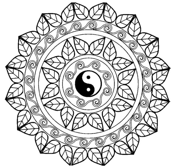 Mandala in stile yin-yang da colorare