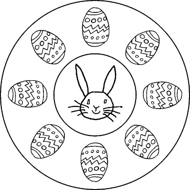 Mandala Easter with Rabbit da colorare