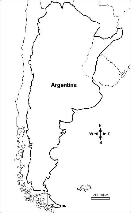 Mappa Base dell'Argentina da colorare