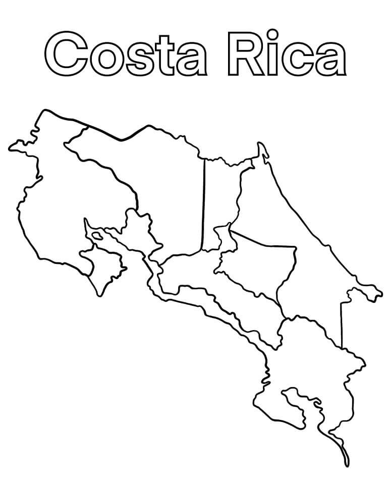 Mappa Costarica da colorare