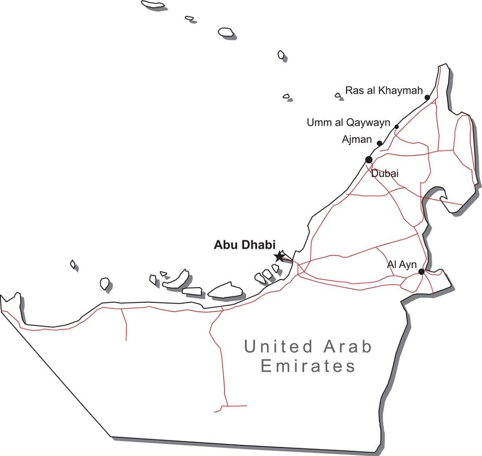 Mappa degli Emirati Arabi Uniti da colorare